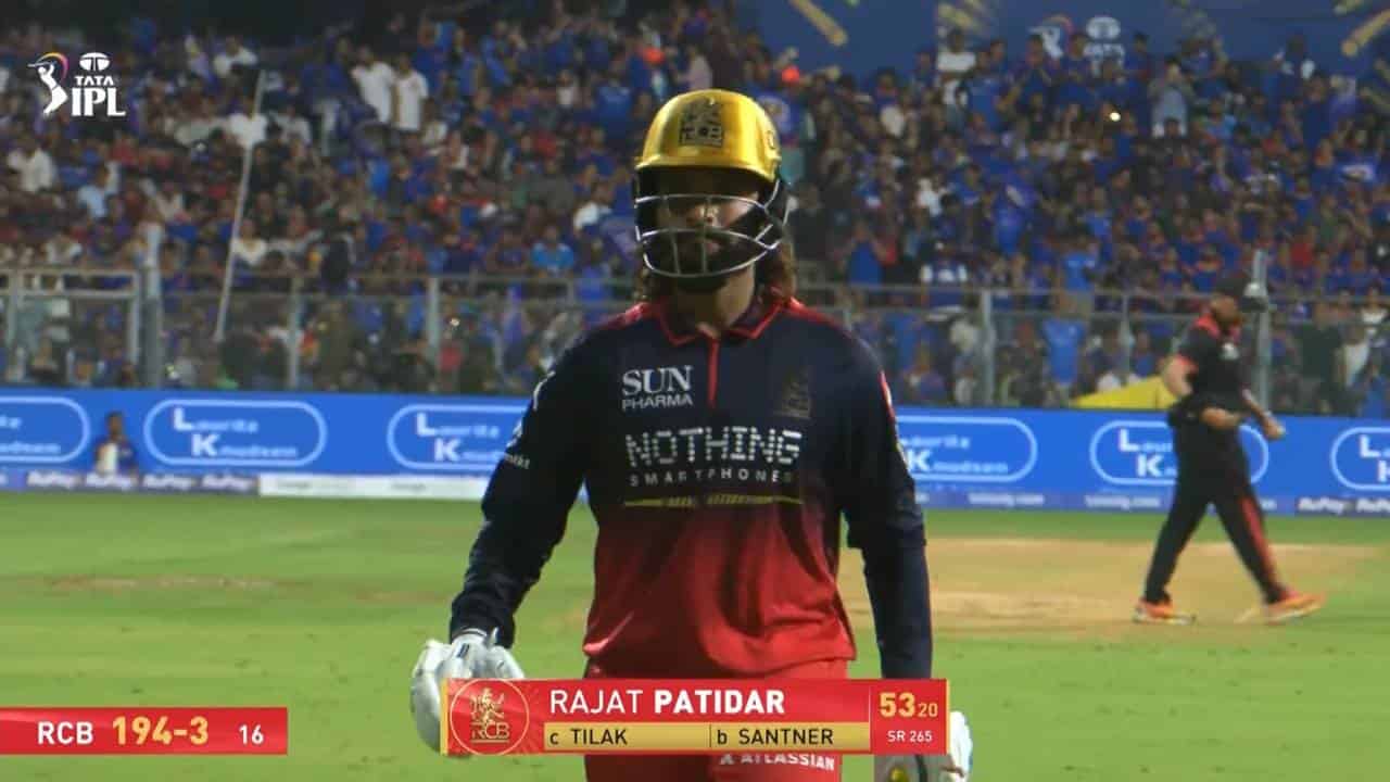 IPL 2026 M20: MI vs RCB - Rajat Patidar Wicket | IPLT20